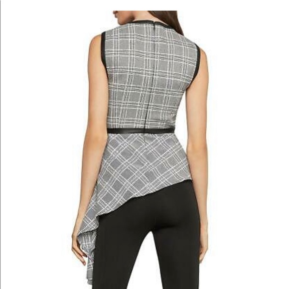 ❌SOLD❌BCBGMaxAzria Plaid Faux Trim Peplum Top - Picture 2 of 2